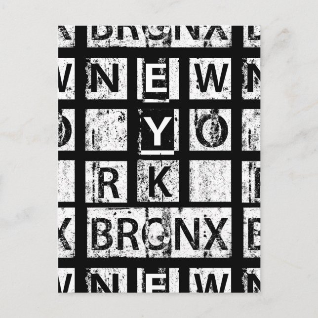 Carte Postale Bronx New York | Typographie de Grunge (Devant)