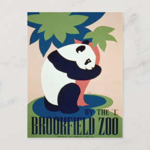 Carte Postale Brookfield Zoo Par "L" Poster Vintage Panda WPA