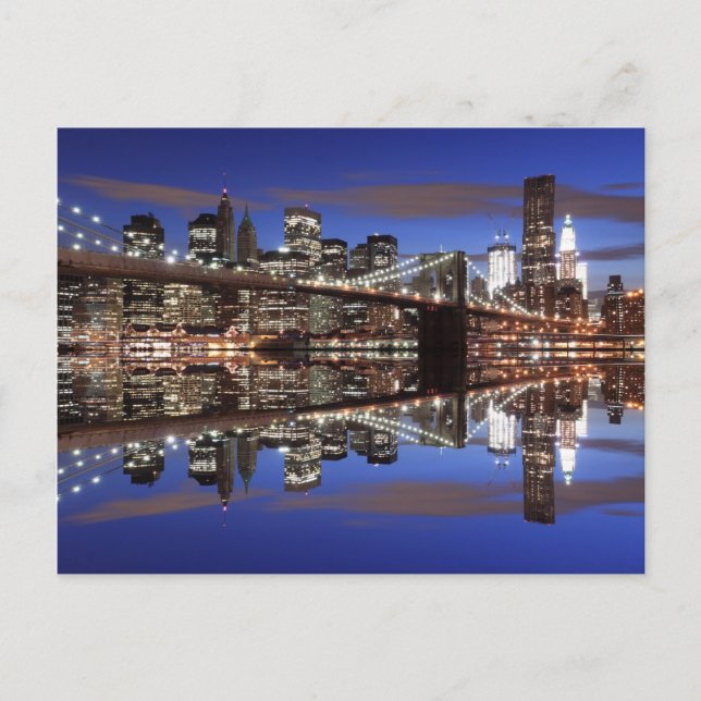 Carte Postale Brooklyn Bridge À La Nuit, New York City (Devant)