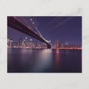 Carte Postale Brooklyn Bridge à la nuit - NYC Skyline