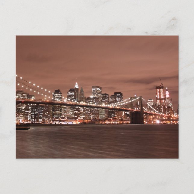 Carte Postale Brooklyn Bridge à Night, New York (Devant)