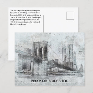 Carte Postale Brooklyn Bridge Information, New York