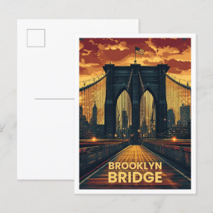 Carte Postale Brooklyn Bridge New York USA Vintage voyage
