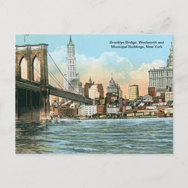 Carte Postale Brooklyn Bridge, New York Vintage (Devant)