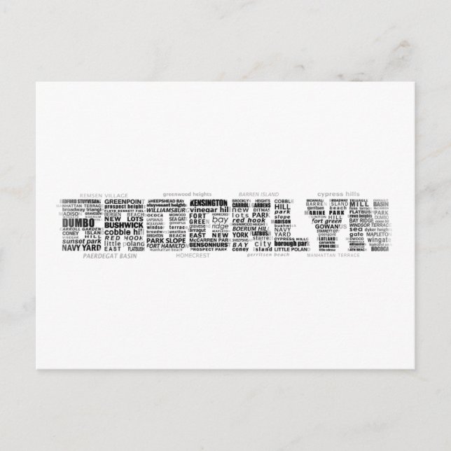 Carte Postale Brooklyn NY Design de typographie (Devant)