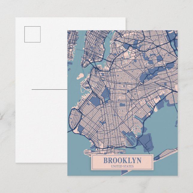 Carte Postale Brooklyn United States Breezy City Map Travel (Devant / Derrière)