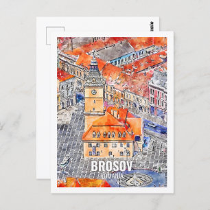 Carte Postale Brosov Roumanie Fameux Voyage Aquarelle croquis
