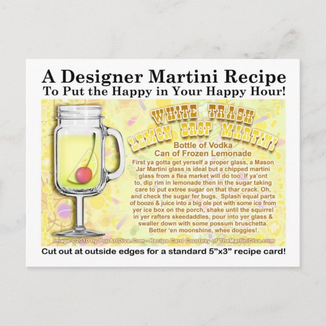 Carte Postale Brosse blanche Citron Drop Plaisanterie Martini Re (Devant)