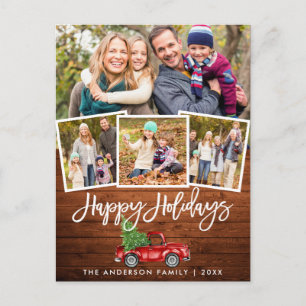 Carte Postale Brosse en bois Script Camion Vintage 4 Vacances ph