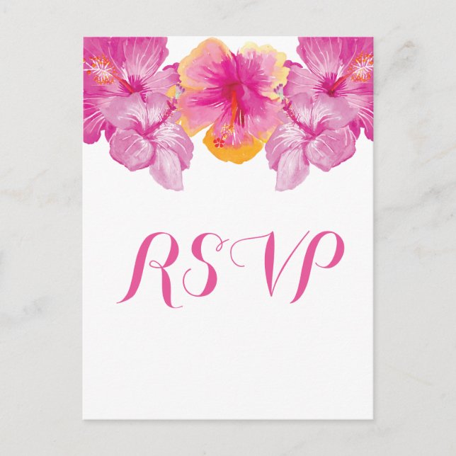 Carte postale Brossé Hibiscus Floral RSVP (Devant)