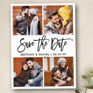 Carte Postale Brosse moderne Script 4 Collage de photos Enregist