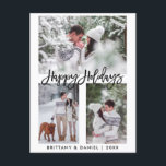 Carte Postale Brosse moderne Script Happy Holidays 3 Photo Holid<br><div class="desc">Brosse moderne Script Happy Holidays 3 Photo Carte postale</div>