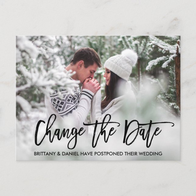 Carte Postale Brosse moderne Script Photo Modifier La Date (Devant)