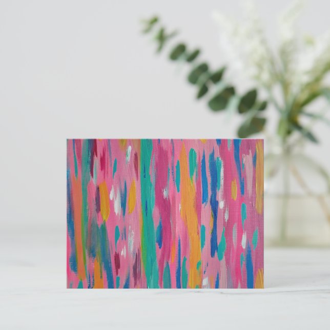 Carte Postale Brosse rose Abstraite Impression (Debout devant)