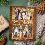 Carte Postale Brosse Rustique en bois Script Famille 3 Photo Noë<br><div class="desc">Brosse Rustique en bois Script Joyeux Noël Famille 3 Photo Carte postale</div>