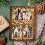 Carte Postale Brosse Rustique en bois Script Famille 3 Vacances<br><div class="desc">Brosse Rustique Bois Script Famille 3 Photo Happy Holidays Carte Postale</div>