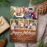 Carte Postale Brosse Rustique en bois Script Joyeux vacances 4 P<br><div class="desc">Brosse Rustique en bois Script Happy Holidays Carte Postale - 4 Photos</div>