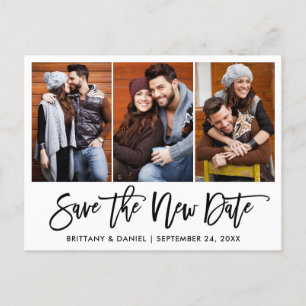 Carte Postale Brosse Script 3 Photo Enregistrer la nouvelle date