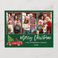Brosse Script 3 Photo Noël Vintage Camion vert
