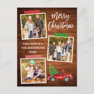 Carte Postale Brosse Script artisanal Bande bois Camion rouge No