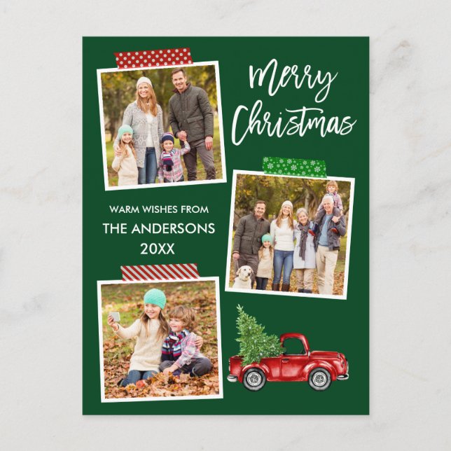 Carte Postale Brosse Script artisanal Bande Camion rouge Noël (Devant)