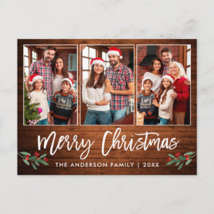 Carte Postale Brosse Script Bois vert 3 Photo Noël