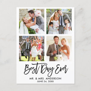 Carte Postale Brosse Script Meilleur Jour De Mariage Photo Merci
