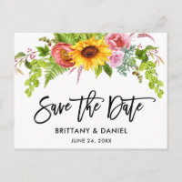 Brosse Script Sunflower Boho Floral Enregistrer la