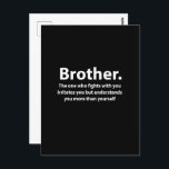 Carte Postale Brother Typographie Brother<br><div class="desc">Brother Typography Brother Carte postale originale de Nisha Prabhu. Diffusez l'amour et les bonnes vibes avec notre charmante carte postale Brother Typography! Ce design accrocheur mêle esthétique moderne et sentiment profond, ce qui en fait le gardien idéal pour les anniversaires, les vacances, ou simplement pour dire "Je pense à vous...</div>