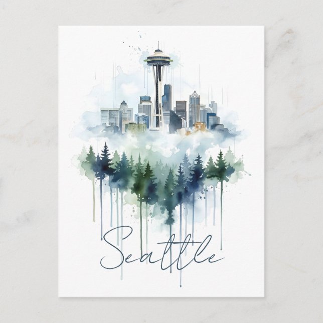 Carte Postale Brouillard de la Cité d'Émeraude : Seattle (Devant)