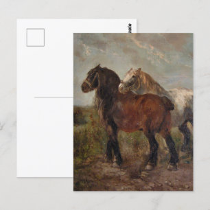 Carte Postale Brouillon belge Cheval Vintage Art Farm Peinture