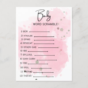 Carte Postale Brouillon de mots baby shower