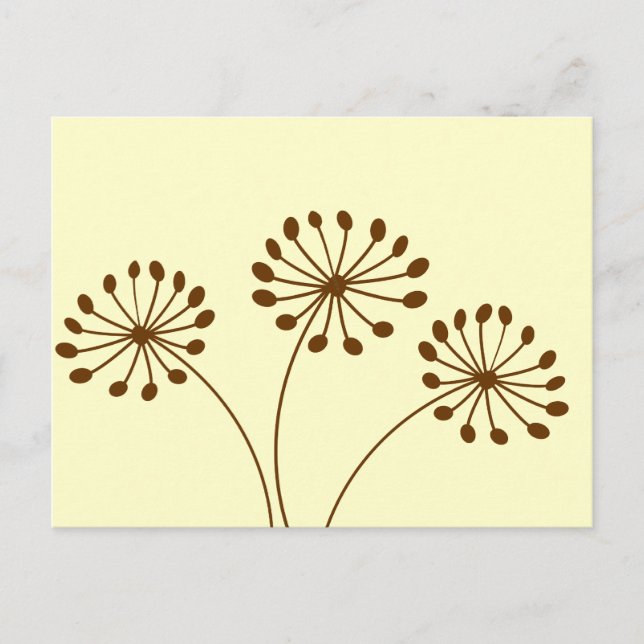Carte Postale Brown Abstrait Dandelion Floral (Devant)