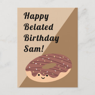 Carte Postale Brown arrosage de chocolat Doughnut   Anniversaire