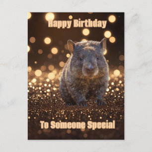 Carte Postale Brown Baby Wombat Sur Brown Bokeh Bliss,