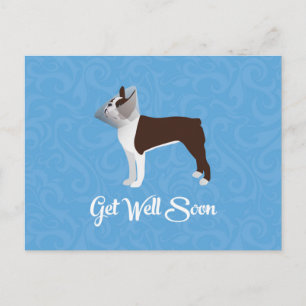 Carte Postale Brown Boston Terrier Obtenez Bien Bientôt Design