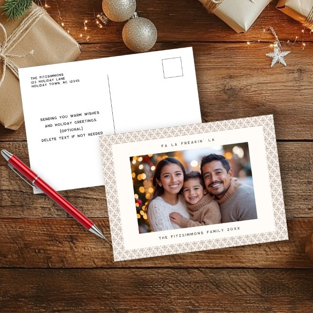 Carte postale Brown et blanc scandinave (Neutral Snowflake Modern Christmas Postcard brown)