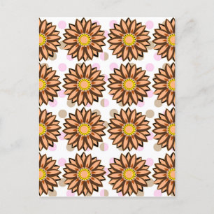 Carte Postale Brown Fleurs rose pois point motif floral