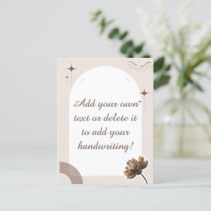 Carte Postale Brown minimaliste Boho Notes personnalisables cart