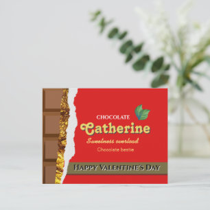 Carte Postale Brown réaliste & Valentines rouges Chocolat amusan
