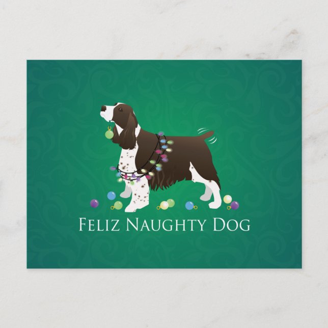 Carte Postale Brown Springer Spaniel Chien Feliz Naughty Chien (Devant)
