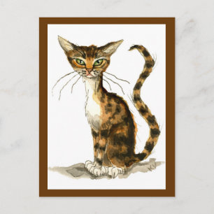Carte postale Brown tabby cat peinture
