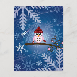 Carte Postale Brr... Chouette rose,