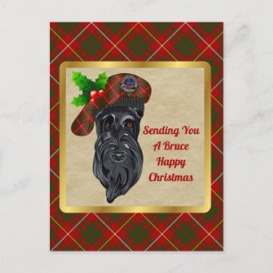 Carte Postale Bruce Clan Badge & Tartan Christmas