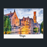Carte Postale Bruges<br><div class="desc">BRUGES,  BELGIQUE Paysage avec canal à Bruges,  « Venise du Nord »,  paysage urbain de Flandre,  Belgique.</div>