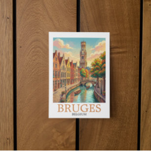 Carte Postale Bruges Belgique Canal Art Vintage