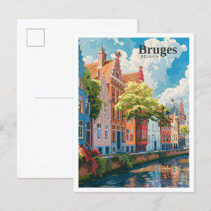 Carte Postale Bruges Belgique Vintage voyage d'art
