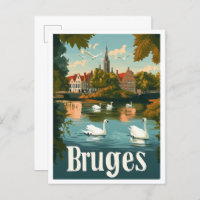 Bruges Belgique Vintage voyage d'art Illustration