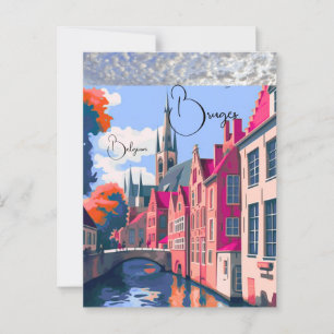 Carte Postale Bruges Belgique Voyage Imprimer Décor Mur Art Br
