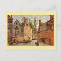 Bruges Place des Tanneurs litho aquarelle